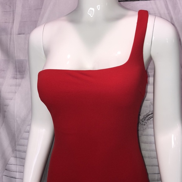 Red mini one shoulder dress - Picture 3 of 8